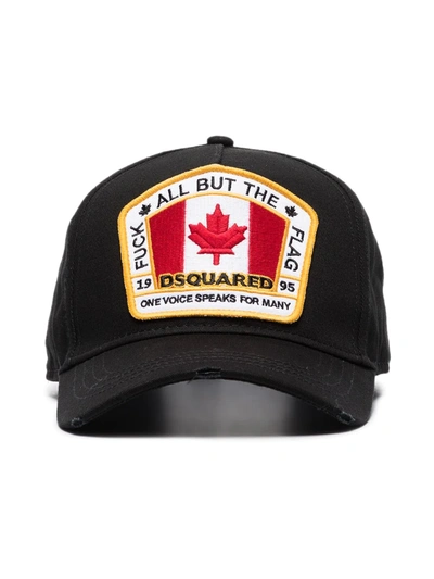 Shop Dsquared2 Embroidered Flag Baseball Hat In Black