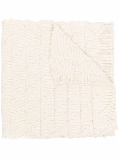 Shop Bottega Veneta Knitted Wool Scarf In White