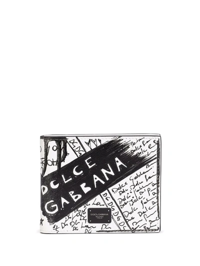 Shop Dolce & Gabbana Graffiti-print Bi-fold Wallet In White