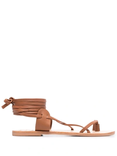 Shop Manebi X Alex Rivière Leather Sandals In Brown