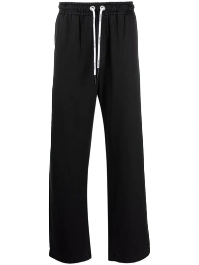 Palm Angels Black Pxp Washed Palm Chino Trousers In Black