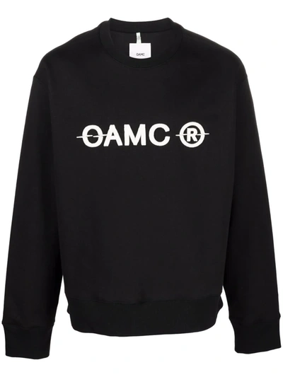 Shop Oamc Logo-print Crew Neck Jumper In Black