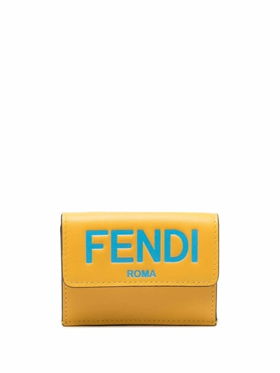 Shop Fendi Logo-lettering Wallet In Yellow