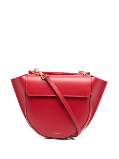 Shop Wandler Hortensia Leather Tote Bag In Red