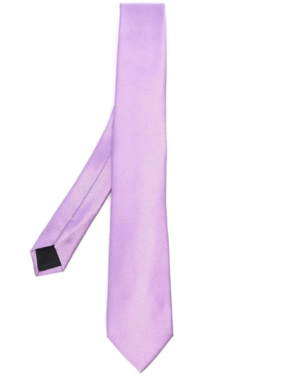 Shop Lanvin Classic Solid Tone Tie In Purple