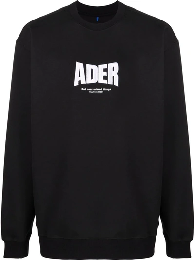 Shop Ader Error Logo-print Crew Neck Jumper In Black