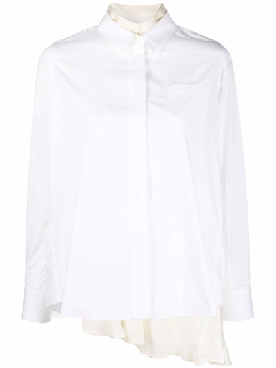 Shop Sacai Contrasting-panel Asymmetric Shirt In White