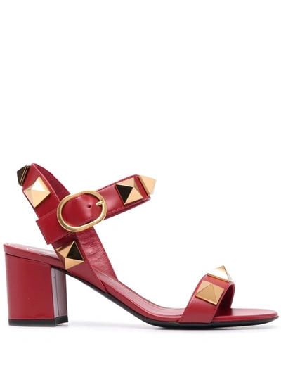 Valentino Garavani Rockstud embellishment Open toe Sandals In Red ModeSens