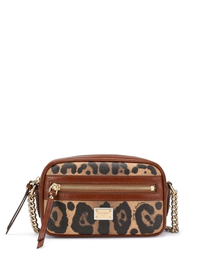 Shop Dolce & Gabbana Leopard-print Crossbody Bag In Brown