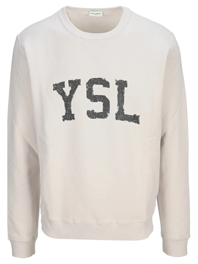 Shop Saint Laurent Ysl Sweatshirt In Ecru