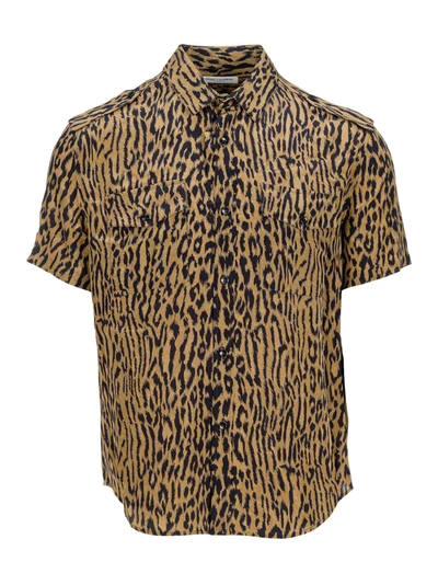 Shop Saint Laurent S/s Shirt In Leopard Print Silk