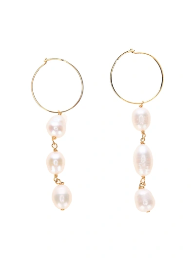 Shop Jil Sander Revive Pearl Drop Earrings In Gold Pearl