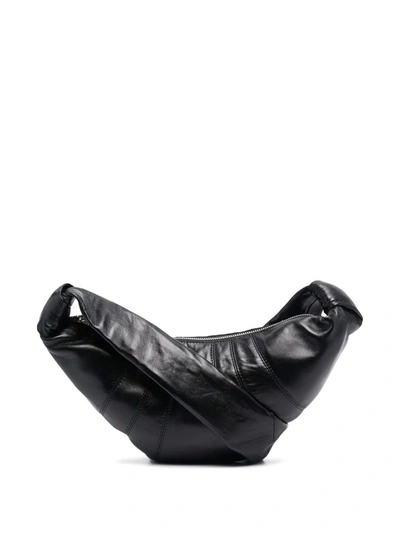 Shop Lemaire Croissant Leather Shoulder Bag In Black