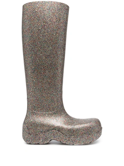 Shop Bottega Veneta Puddle Glitter-detail Rubber Boots In Multicolour