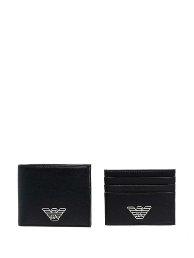 Shop Emporio Armani Logo-plaque Wallet Set In 黑色
