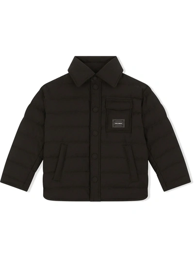 Shop Dolce & Gabbana Logo-appliqué Down Jacket In Black