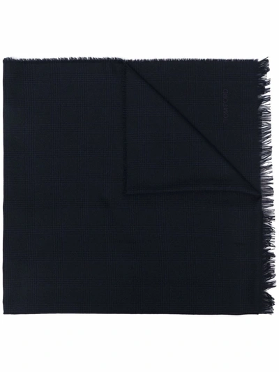 Shop Tom Ford Raw-edge Knitted Scarf In Blue