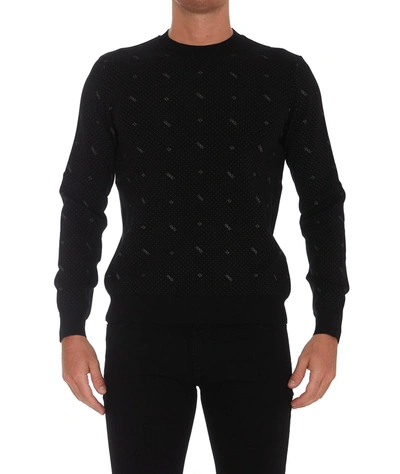 Shop Fendi Logo Polka Dot Sweater In Black