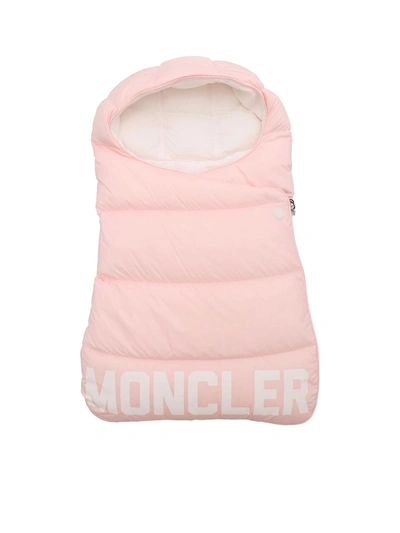 Shop Moncler Logo Sleeping Bag In Pink