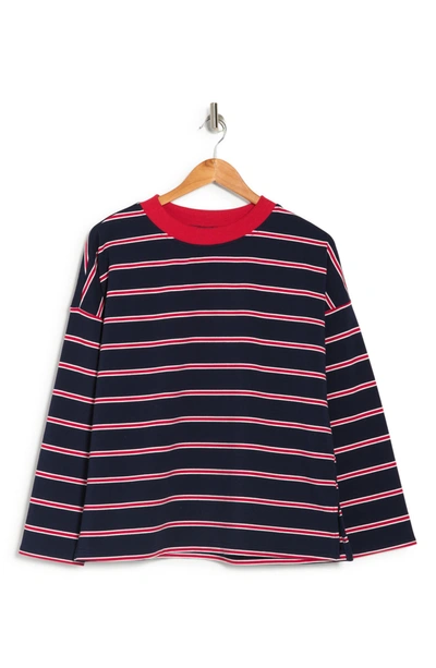 Shop Abound Stripe Crew Neck Shirt In Navy- Red Bold Stripe