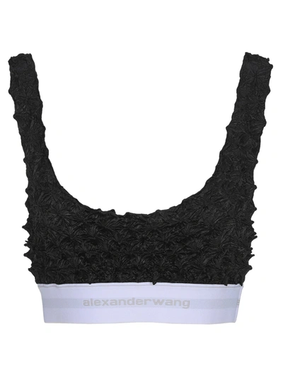 Shop Alexander Wang Logo Elastic Band Bra Top In Black