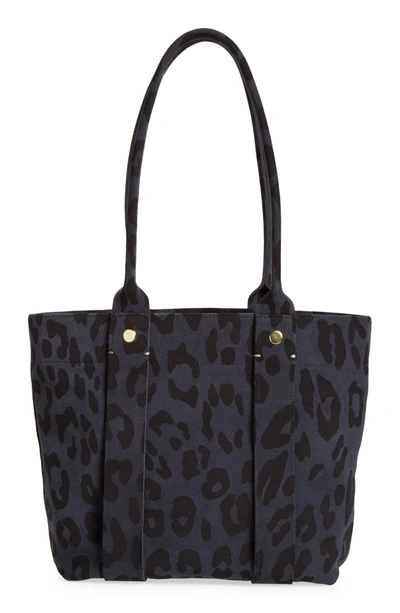 Shop Clare V Petit Cousin Leather Tote In Marine Pablo Cat Suede