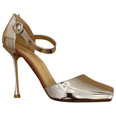 Pre-owned Francesco Russo Patent Leather Sandals In Silver