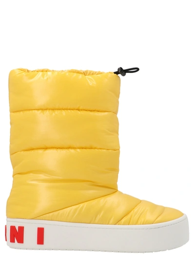 Shop Marni Round Toe Padded Snow Boots In Yellow
