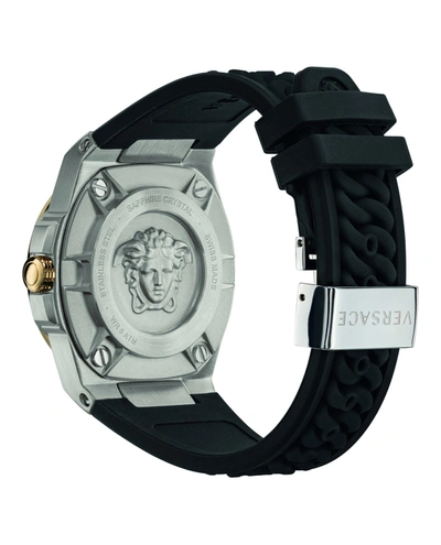 Shop Versace Chain Reaction Silicone Watch In Black