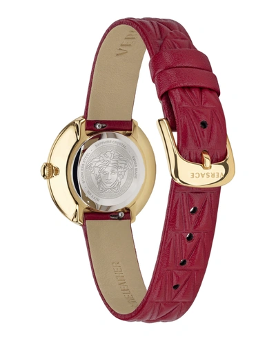 Shop Versace Virtus Leather Watch In Gold