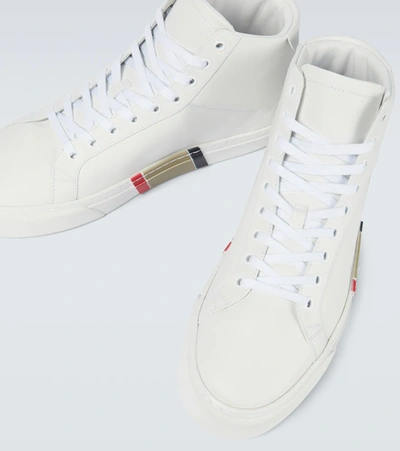 Shop Burberry Rangleton High-top Leather Sneakers In White