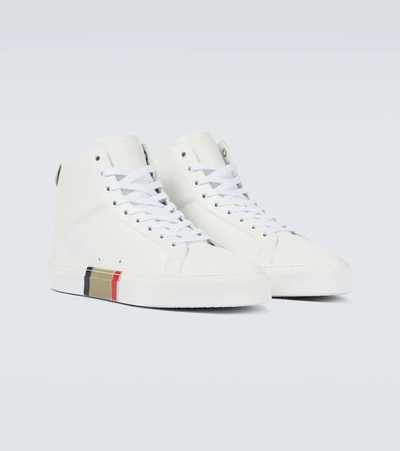 Shop Burberry Rangleton High-top Leather Sneakers In White