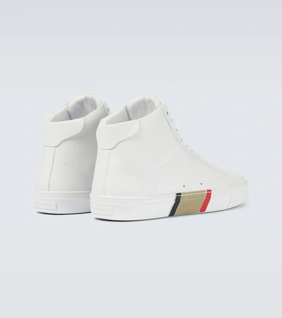 Shop Burberry Rangleton High-top Leather Sneakers In White