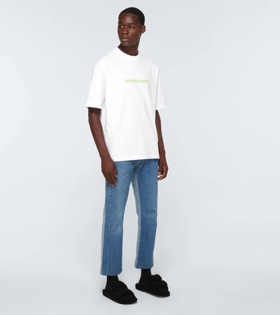 Balenciaga Man White And Lime Medium Fit New Copyright T-shirt 