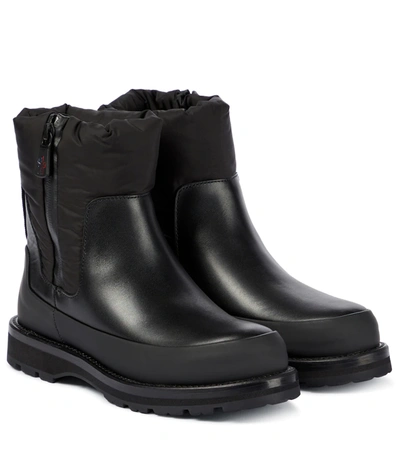 Shop Moncler Rain Don't Care Leather Ankle Boots In Black