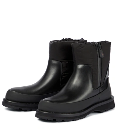 Shop Moncler Rain Don't Care Leather Ankle Boots In Black