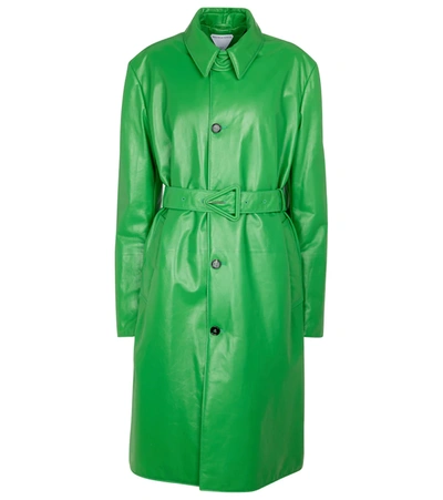 Shop Bottega Veneta Leather Coat In Green