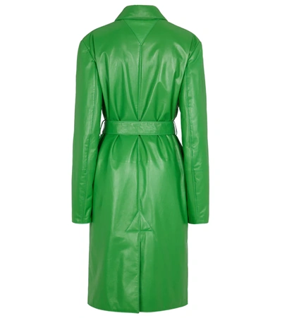 Shop Bottega Veneta Leather Coat In Green