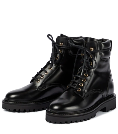 Shop Isabel Marant Campa Leather Combat Boots In Black