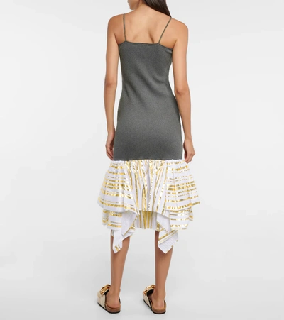 Jw Anderson Metallic Satin-jacquard And Ribbed Cotton Midi Dress In Multicoloured
