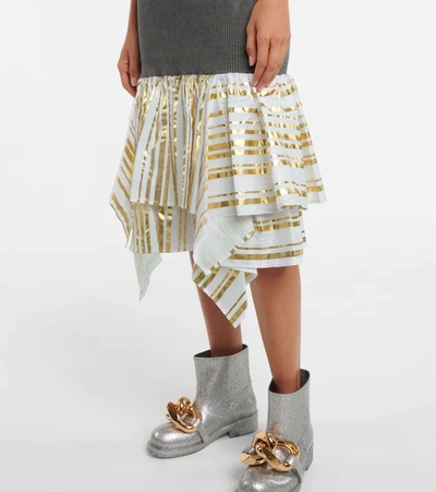 Jw Anderson Metallic Satin-jacquard And Ribbed Cotton Midi Dress In Multicoloured