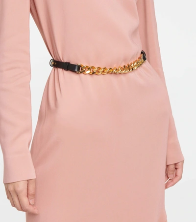 Shop Tom Ford Leather And Chain Belt In Gold
