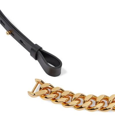 Shop Tom Ford Leather And Chain Belt In Gold