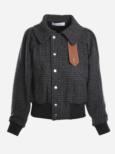 Shop Jw Anderson Wool Bomber With Leather Insert In Black