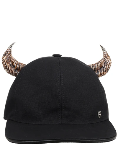 Shop Givenchy Black Horn Cap In Nero/ecru