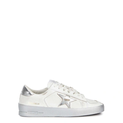 Shop Golden Goose Stardan Distressed Leather Sneakers In White