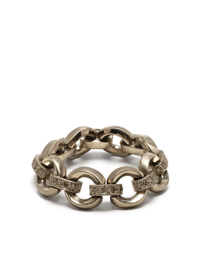 Shop Hum 18kt Gold Chain Link Diamond Ring In Silber