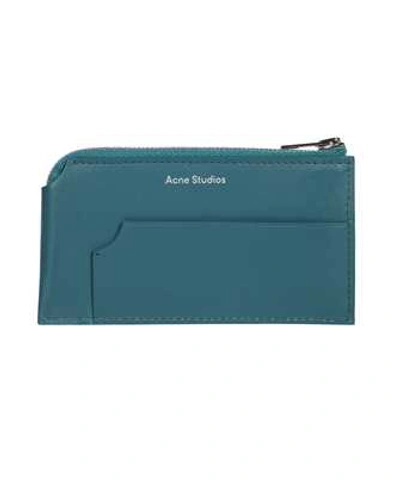 Shop Acne Studios Acne Leather Zip Wallet In Blue