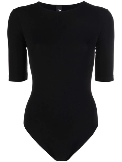 Shop Adamo Sculpting T-shirt Jersey Bodysuit In Black