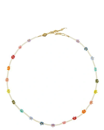 Shop Anni Lu Flower Power Beaded Necklace In Multi